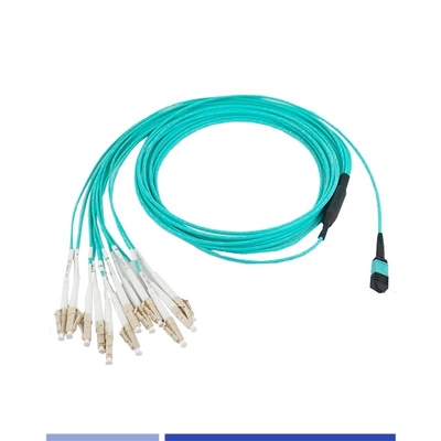 12 Sợi OM3 MTP® đến LC Simplex Sợi quang cáp thân nữ LSZH dây vá 1m