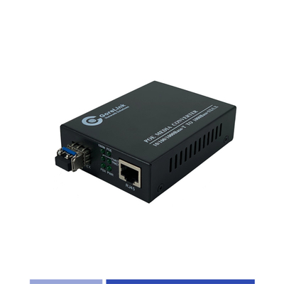 Fiber Media Converter 10/100/1000Mbps Single Mode SMF 1310nm Dual SFP Slot 20KM